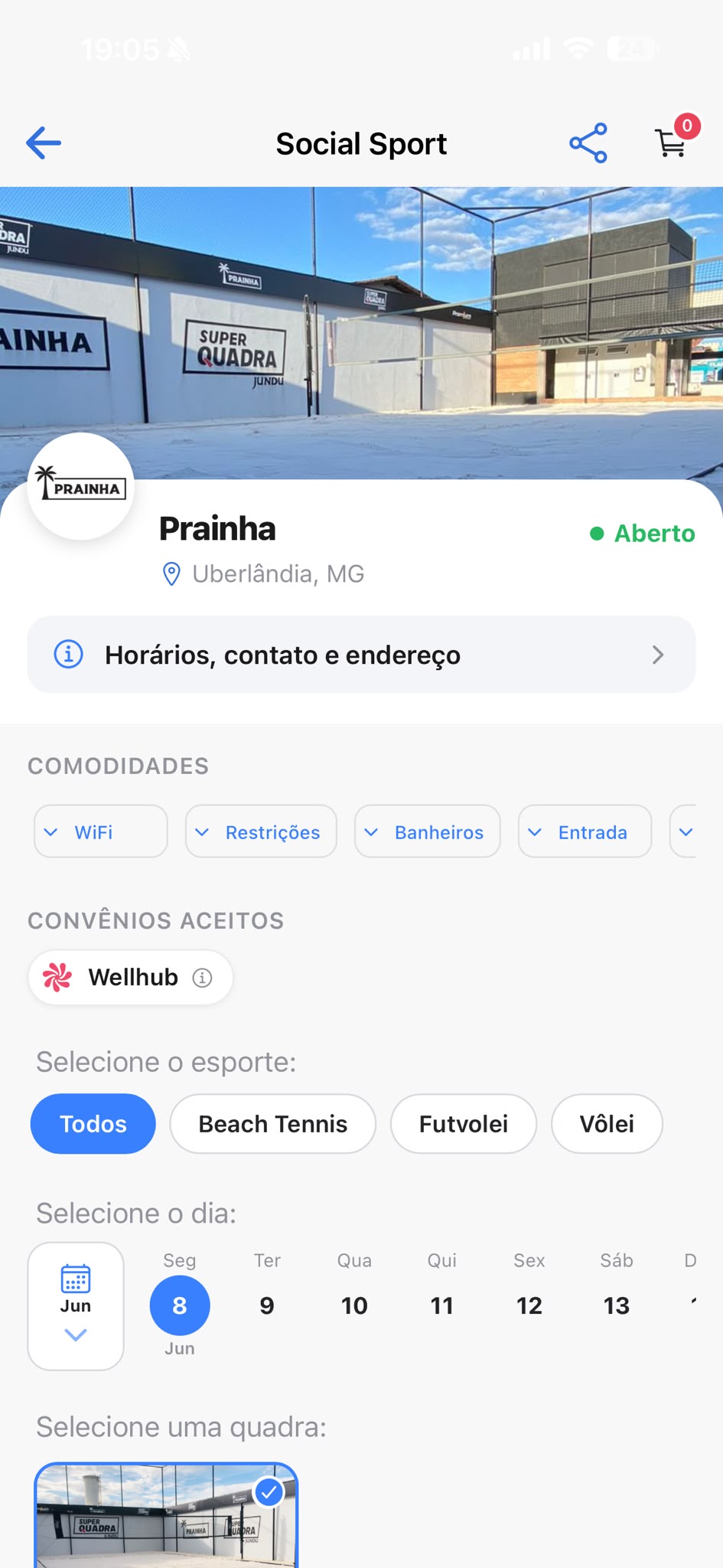 Arena Prainha no app do atleta